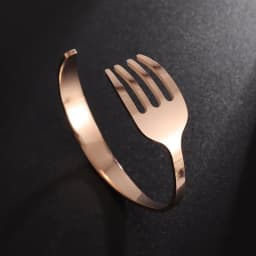 Fashion Design Stainless Steel Curved Tableware Fork Open Bracelet Men and Women Personality Charm Hip Hop Casual Jewelry Gift