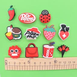 1-13Pcs PVC Strawberry Chili Cool Shoe Charms Buckle Clog Hamburger Shoe Decoration Fit DIY Kids Cute Holiday Gift