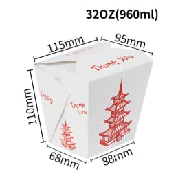 Pagoda Chinese Takeout Food Containers Without Handle Disposable Noodle Boxes Meal Prep.