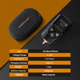Ambition Kuark Wireless Tattoo Battery Power Supply RCA Interface 2400amh Portable LCD Display For Rotary Machine Fast Charger