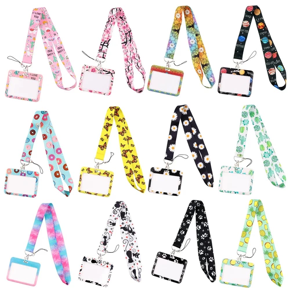Wholesale Horizontal Style Yoga Sakura Daisy Lanyard for Key Neck Strap Card ID Badge Holder Key Chain Key Holder Accessories