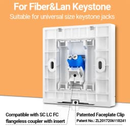 AMPCOM Fiber Optic Angled Wall Plate LC SC FC ST Simplex Duplex FTTH Fiber Coupler Adapter Keystone Faceplate 86*86 Type