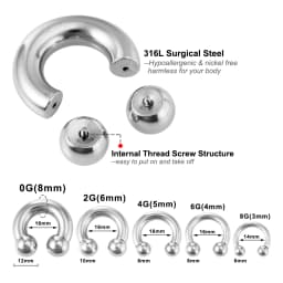 1pc Surgical Steel Ear Gauge Circular Barbells Ear Piercing Weights Stretcher Expander Big Size CBR PA Septum Piercing Jewelry