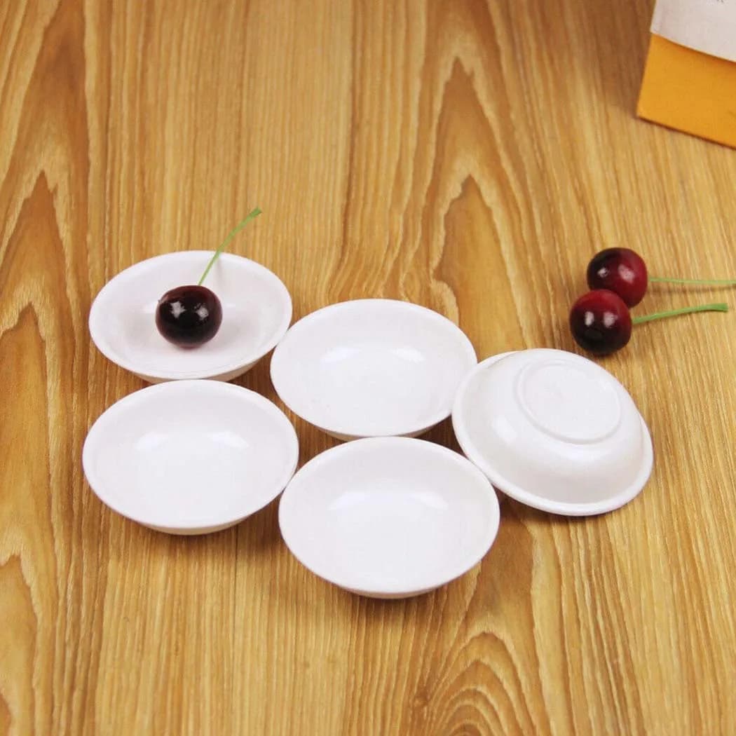 5pcs White Plastic Sauce Dishes Food Dipping Bowls Break-resistant Seasoning Dish Saucer Appetizer Plates
