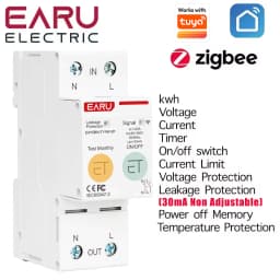 2P TUYA APP Zigbee WIFI Smart Energy Power Consumption KWh Meter Circuit Breaker Time Relay Switch Leakage Voltage Protection