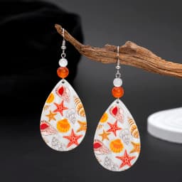 Fashion Beach Vacation Style Geometric Round Blue Waves Acrylic Earrings For Women Elegant Casual Charming Ladies Party Jewelry