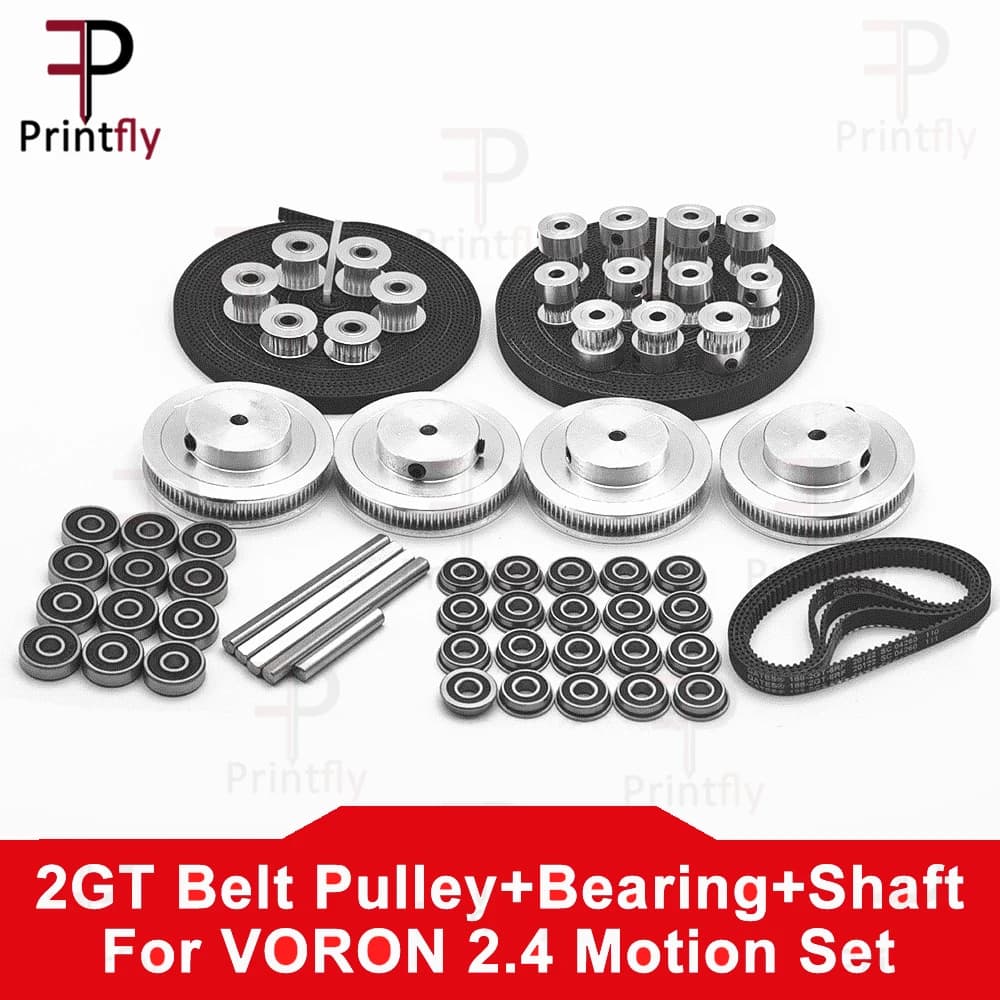 VORON 2.4 Set Motion Parts 2GT Timing Belt 2GT 16T 80T 20T Tooth Pulley 188-2GT Shaft Bearing 625 F695 2RS