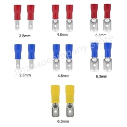 100/50/10pc Male Red blue yellow 2.8mm 4.8mm 6.3mm Insulated Electrical Crimp Terminal Spade Wire Connector Cable Wire Connector