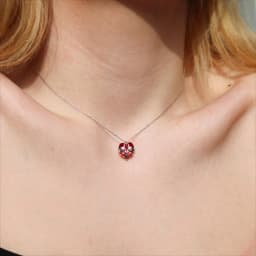 Bloom Heart Necklace, Jewelry For Woman Girl, Romantic Party Wedding Accessories, Red Peach Heart Pendant, Gold Plated,Choker
