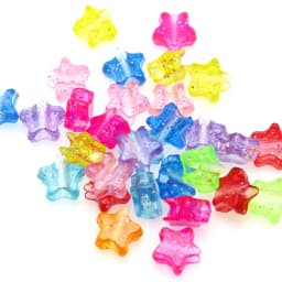 200 Mixed Transparent Glitter Color Star Pony Beads 10mm Big Hole 4mm Kids Craft Kandi Bracelet