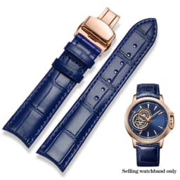 20mm 21mm 22mm Curved End Cowhide Leather Watchband for Rossini Arc Watch Band Strap 8633 617793 5793 5726 616725/5715/6713 Blue