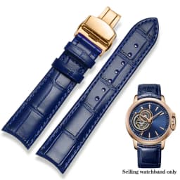 20mm 21mm 22mm Curved End Cowhide Leather Watchband for Rossini Arc Watch Band Strap 8633 617793 5793 5726 616725/5715/6713 Blue