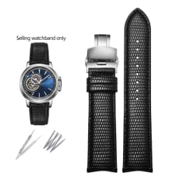 20mm 21mm 22mm Curved End Cowhide Leather Watchband for Rossini Arc Watch Band Strap 8633 617793 5793 5726 616725/5715/6713 Blue