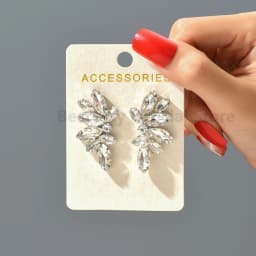 2025 Luxury Green Rhinestone Piercing Earrings For Women Vintage Geometric Wings Pendientes Elegant Statement Jewelry Wholesale