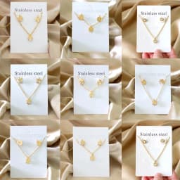 Simple серьги Cubic Zirconia Pendant Necklace Earrings Set Korean Style Stainless Steel Jewelry Set for Women Wedding Wholesale