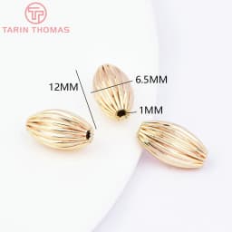(7455) 6PCS 7x5MM 24K Gold Color Plated Brass Spacer Beads Bracelet Beads High Quality Diy Jewelry Accessories Wholesale