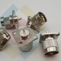 1PCS UHF PL259 PL-259 Male 4hole Flange Socket Mount Solder Panel Bulkhead Connector UHF Male Adapter Coaxial RF Copper Brass
