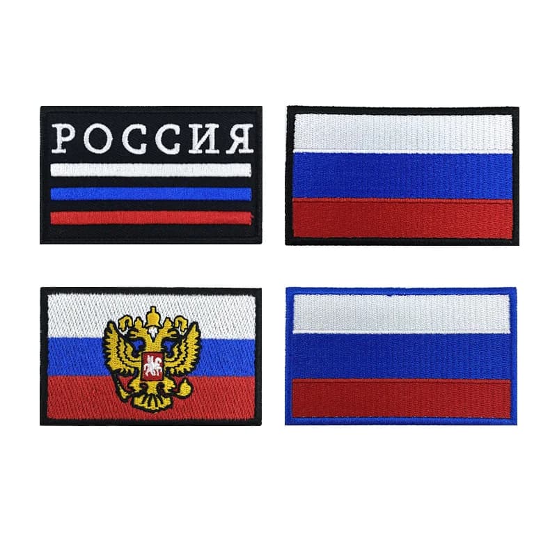 1PC Russian Flag Russia Armband Embroidered Patch Hook And Loop Or Iron On Embroidery Badge Cloth Military Moral Stripe