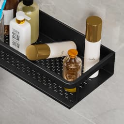 Black Space Aluminum Toilet Rack Wall-mounted Bathroom Shelves Changing Basket Set For Kitchen Accessories