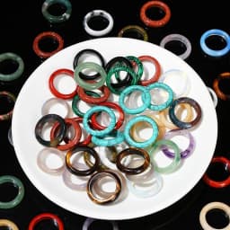 JD Natural Healing Crystal Band Rings Amethyst Agate Jasper Dainty Finger Solid Ring Women Men Fashion Minimalist Jewelry Gifts