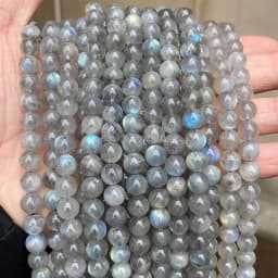 Top Grade Natural Semi-precious Gray Moonstone Labradorite Stone Round Loose Beads For Jewelry Making DIY Bracelet Accessory