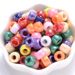 100Pcs Pony Beads 6x9mm Glitter Acrylic Beads Luminous Spacer Beads For Diy Craft Jewelry Bracelets Making Hair Supplies