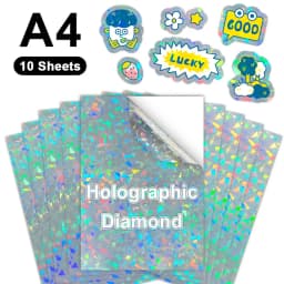 10 Sheets Transparent Printable Vinyl Sticker Paper A4 Glossy White Waterproof Self-Adhesive Copy Paper for All Inkjet Printer