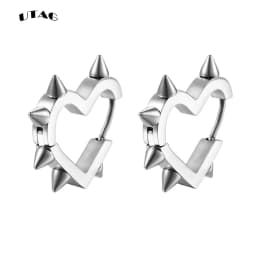 Exaggerated Spike Rivet Heart Stud Earrings For Women Men 3 Colors Stainless Steel Ear Buckle Piercing Goth Jewelry Gifts aretes