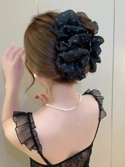 Summer Sweet Mesh Tulle Big Bow Hair Claw Clips for Women Solid Colours Elegant Bowknot Ponytail Clip New Headdress Accessories