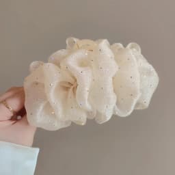 Summer Sweet Mesh Tulle Big Bow Hair Claw Clips for Women Solid Colours Elegant Bowknot Ponytail Clip New Headdress Accessories