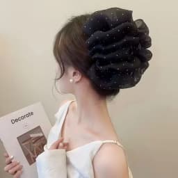 Summer Sweet Mesh Tulle Big Bow Hair Claw Clips for Women Solid Colours Elegant Bowknot Ponytail Clip New Headdress Accessories