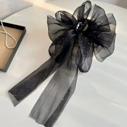 Summer Sweet Mesh Tulle Big Bow Hair Claw Clips for Women Solid Colours Elegant Bowknot Ponytail Clip New Headdress Accessories