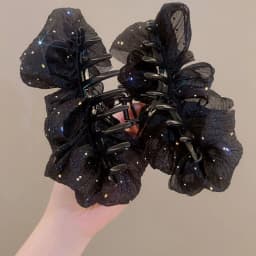 Summer Sweet Mesh Tulle Big Bow Hair Claw Clips for Women Solid Colours Elegant Bowknot Ponytail Clip New Headdress Accessories