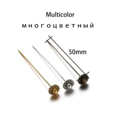 20pcs 50mm Gold Flower Head Pins For Jewelry Making Diy Beads Ball Pins Needles Findings Women Jewelry Accessories Headpin