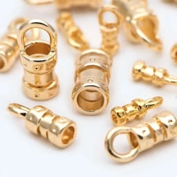 20Pcs 18K Gold Plated Brass Crimp End Caps with Loop Tube Barrel Chains Ends Cap for Diy Leather Cords Bracelet Jewelry Making