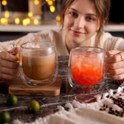 Double Wall High Borosilicate Glass Mug Heat Resistant Handle Coffee Milk Juice Water Cup Bar Drinkware Coffeeware Lover Gift