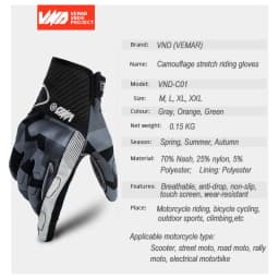 Vemar Motorcycle Gloves Summer Women Motocross Gloves Full Finger Riding Gloves Motorcycle Anti-Drop Touchscreen Cycling Gloves