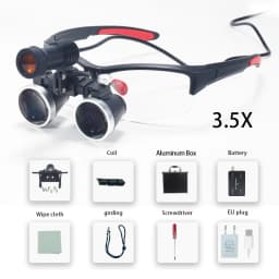 Dental Loupes 2.5/3.5x Black Magnifier Lab Medical Magnification Binocular Magnifier Headlight Headlamp 5W Seperately