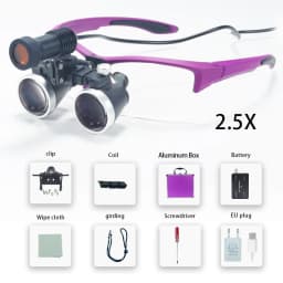 Dental Loupes 2.5/3.5x Black Magnifier Lab Medical Magnification Binocular Magnifier Headlight Headlamp 5W Seperately