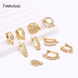 Earring Making Supplies Gold Plated Zircon Earwire Earring Hooks DIY Women Earring Jewelry Making Accessories Wholesale