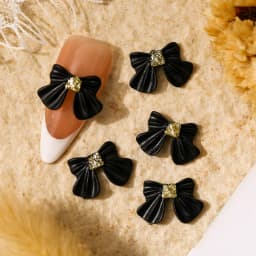 50pcs Long Pink Resin Bow Nail Art Charm 3D Kawaii Frosted Fairy Nail Bows Decor Parts DIY Japanese Design Nail Accessories