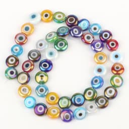 6/8/10mm Evil Eye Millefiori Lampwork Glazed Glass Bead AB Colors Flat Round Disc Beads for Jewelry Making Bracelets Accessories