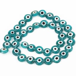 6/8/10mm Evil Eye Millefiori Lampwork Glazed Glass Bead AB Colors Flat Round Disc Beads for Jewelry Making Bracelets Accessories
