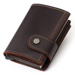 Vintage Crazy Horse Leather Men Wallets RFID Protection Mini Metal Card Holder Wallet Zipper Coin Pocket for Man