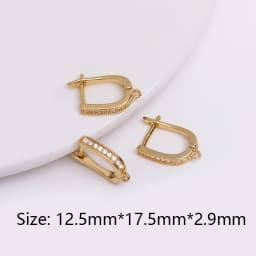 Earring Making Supplies 18K Gold Plated Inlaid Zircon Earring Hooks With Open Jump Ring,DIY Jewelry Accessories Wholesale