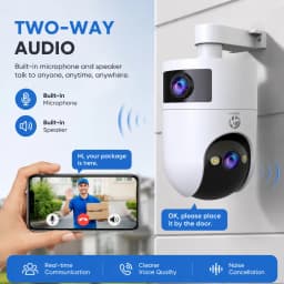 JOOAN 4K 8MP Wifi PTZ Camera Outdoor Dual Screen 5X Zoom Home Security IP Camera Color Night Vision CCTV Video Surveillance