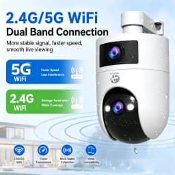 JOOAN 4K 8MP Wifi PTZ Camera Outdoor Dual Screen 5X Zoom Home Security IP Camera Color Night Vision CCTV Video Surveillance