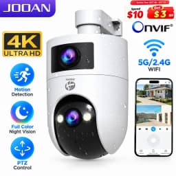 JOOAN 4K 8MP Wifi PTZ Camera Outdoor Dual Screen 5X Zoom Home Security IP Camera Color Night Vision CCTV Video Surveillance