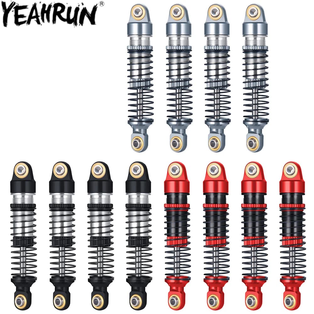 YEAHRUN 4PCS Aluminum Shocks Absorbers Damper for 1/18 RC Crawler TRX4M TRX-4M Bronco Defender K10 F150 Upgrade Parts