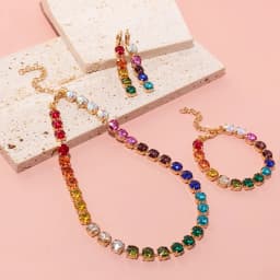 8mm Crystal Colorful Claw Setting Necklace For Women Winter Sweater Choker Accessory Diiamond Jewelry
